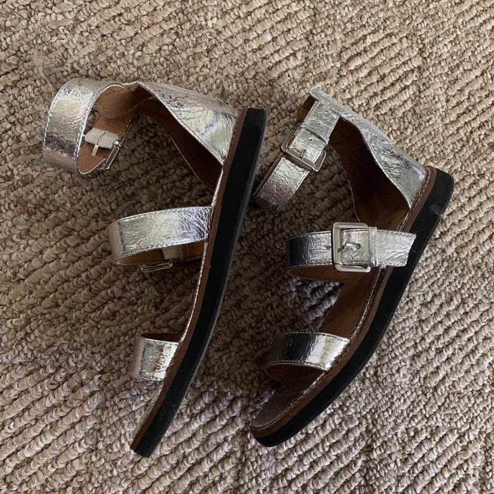 Metallic high ankle sandals